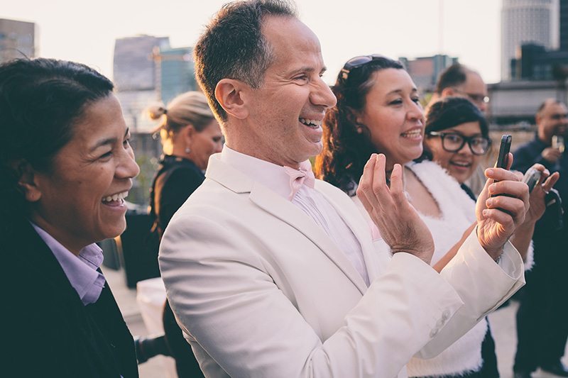 LA rooftop lesbian wedding