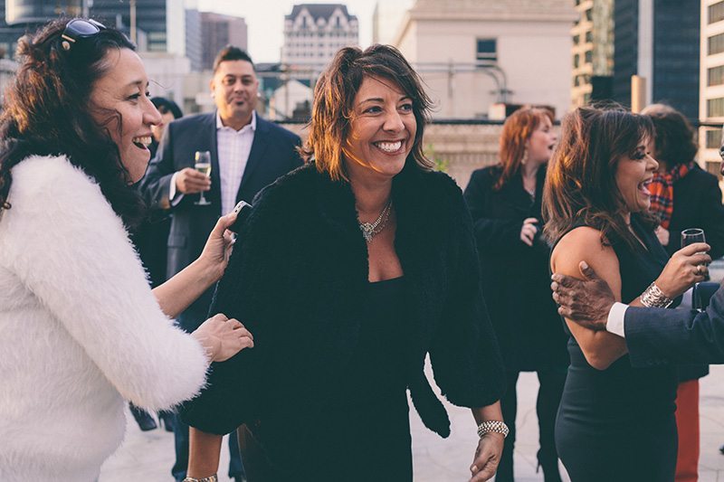 LA rooftop lesbian wedding