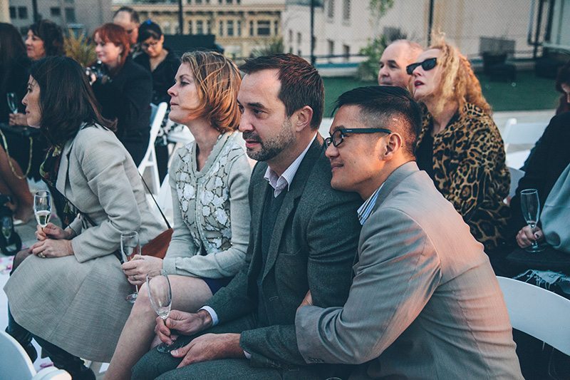 LA rooftop lesbian wedding