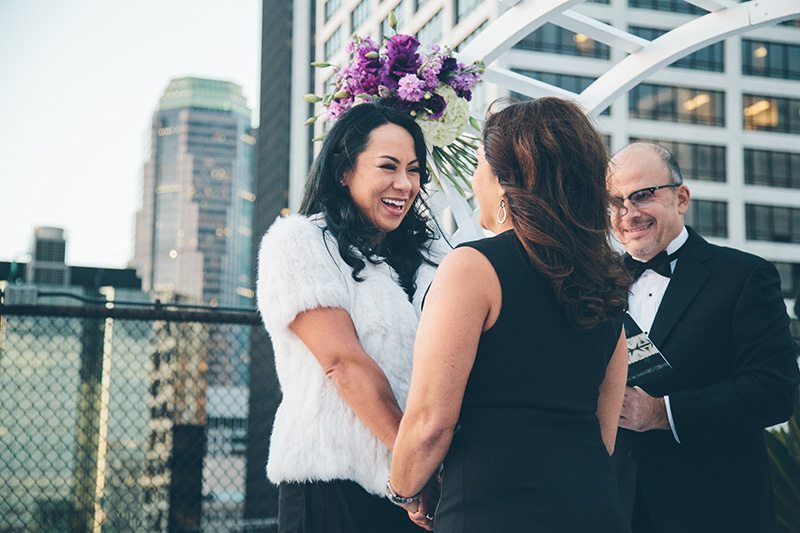 LA rooftop lesbian wedding