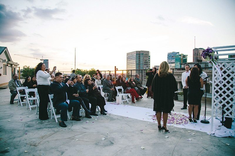 LA rooftop lesbian wedding