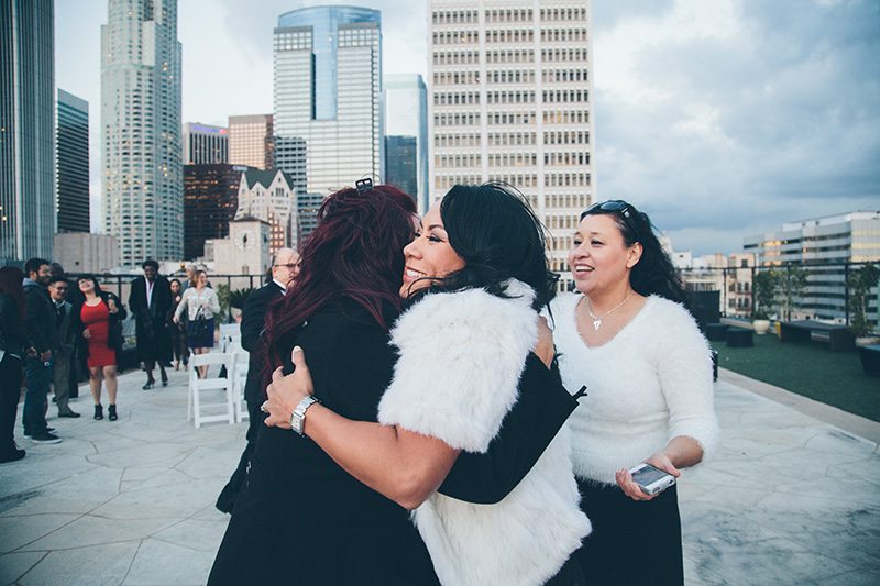 LA rooftop lesbian wedding