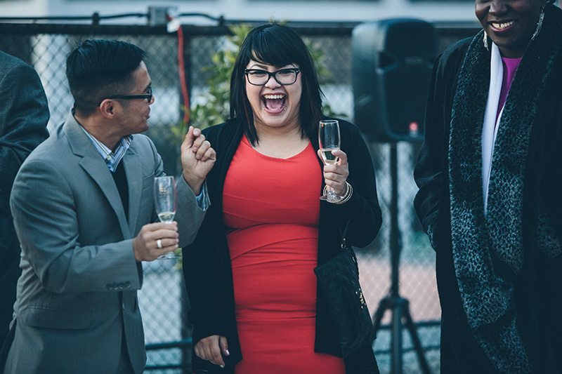 LA rooftop lesbian wedding