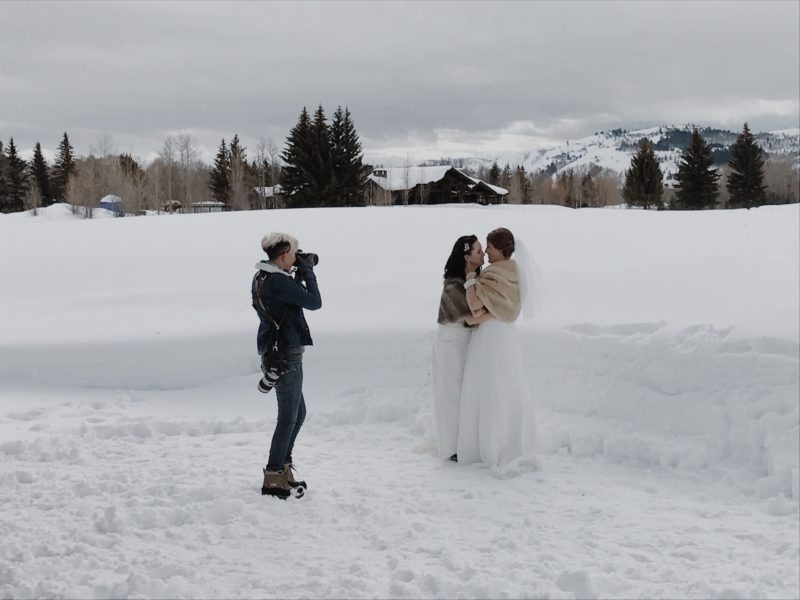 SNOWY JACKSON HOLE LESBIAN WEDDING STEPH GRANT